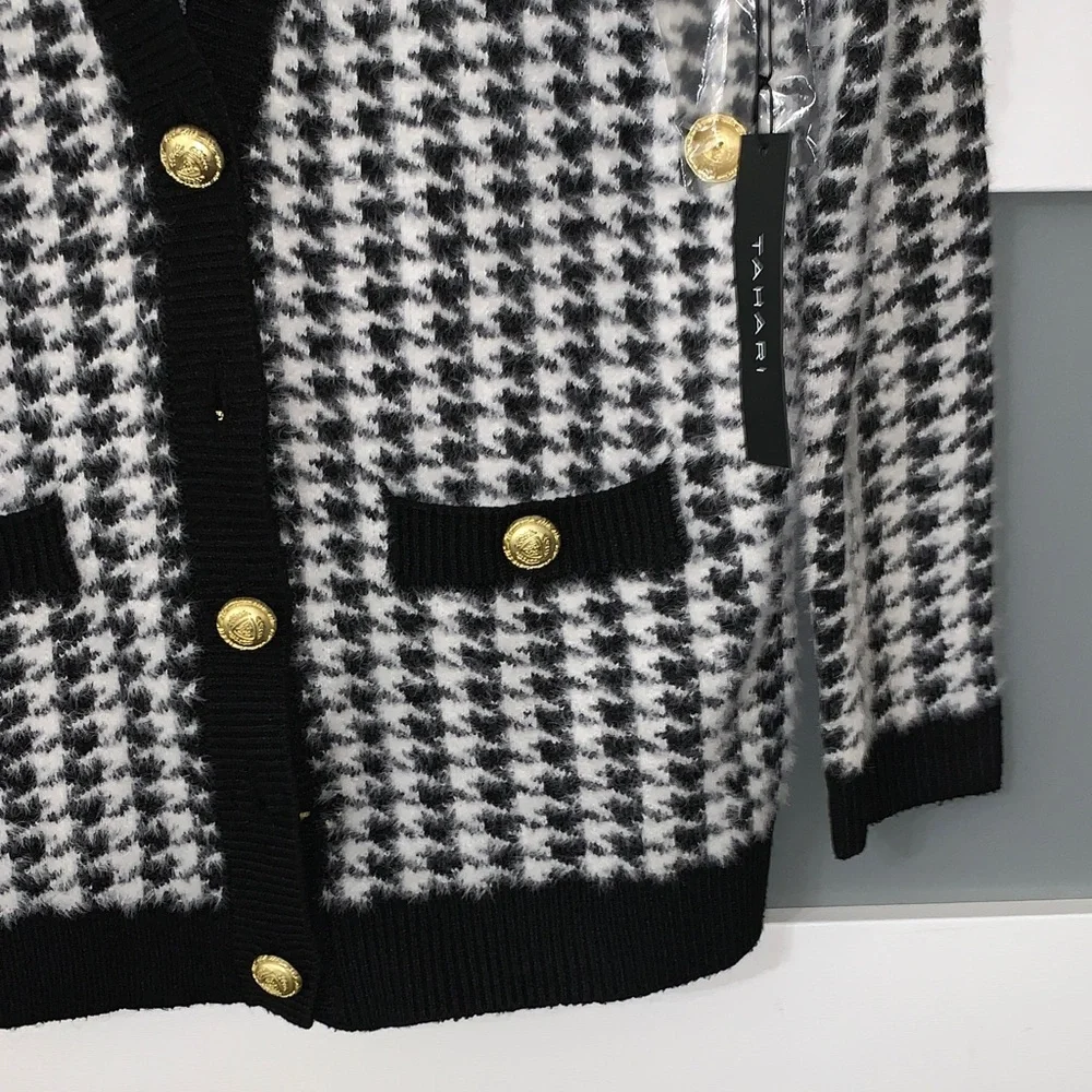 Tahari Black and White Houndstooth Sweater - Picture 3 of 5
